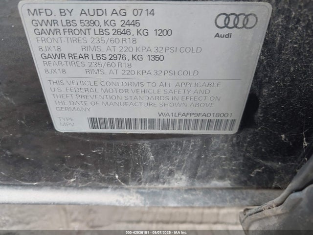 2015 AUDI Q5 WA1LFAFP9FA018001 Photo 8