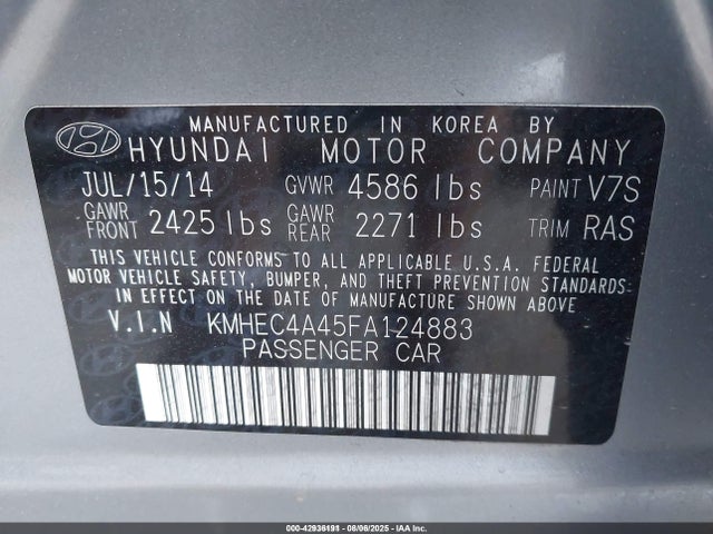 Hyundai dohc mpi theta ii 2015 KMHEC4A45FA124883 Image 9