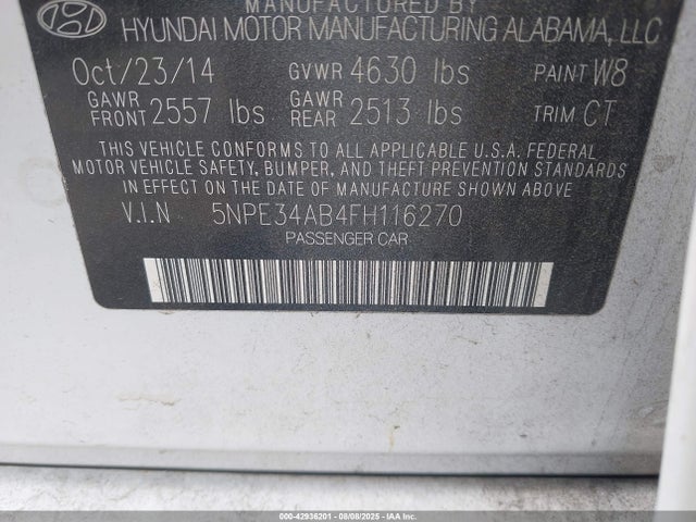 5NPE34AB4FH116270 Hyundai dohc t-gdi theta-ii