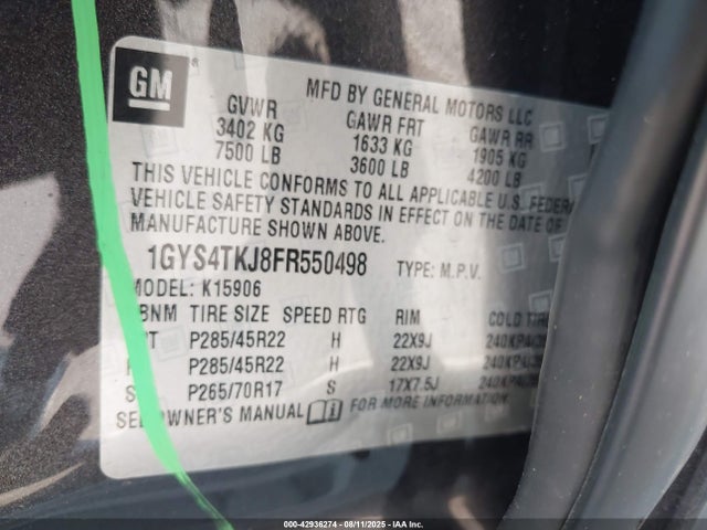 2015 CADILLAC ESCALADE ESV 1GYS4TKJ8FR550498 Photo 8