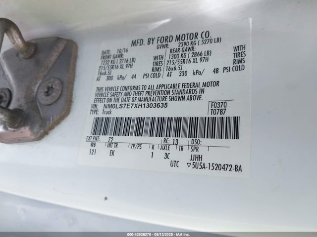 Ford 2.5l dohc pfi 2017 NM0LS7E7XH1303635 Image 9