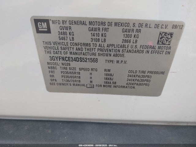 2013 CADILLAC SRX 3GYFNCE34DS521568 Photo 8