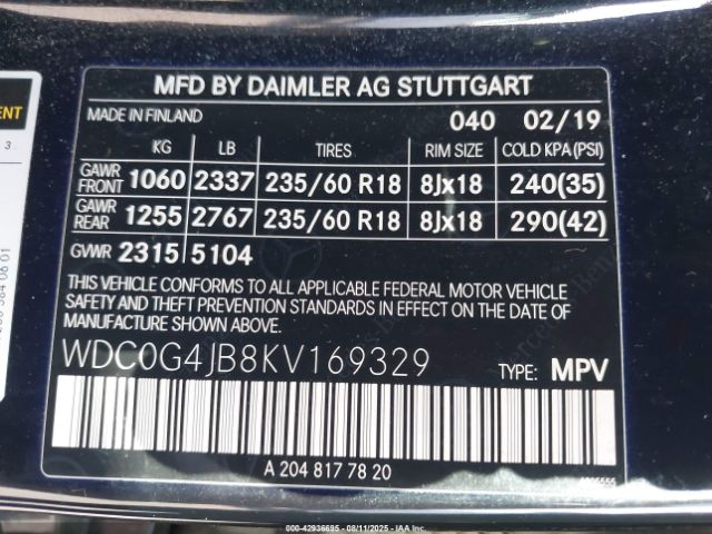 2019 MERCEDES-BENZ GLC 300 WDC0G4JB8KV169329 Photo 8