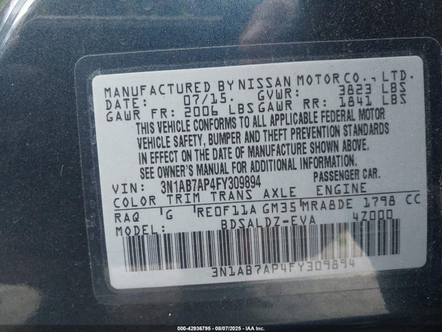Nissan Sentra 2015 3N1AB7AP4FY309894 Image 9
