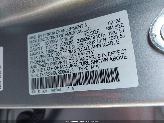 7FARS6H92RE066768 Honda lfc3