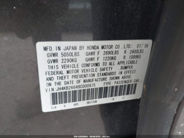 2009 ACURA RL JH4KB26649C000975 Photo 8