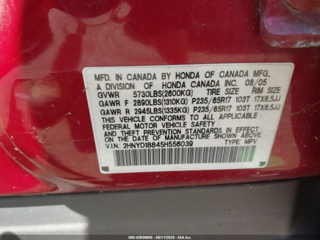 2005 ACURA MDX 2HNYD18845H556039 Photo 8