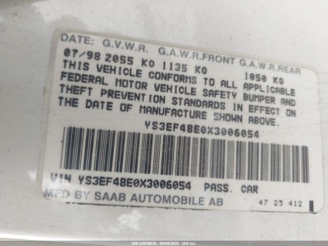 1999 SAAB 9-5 YS3EF48E0X3006054 Photo 8