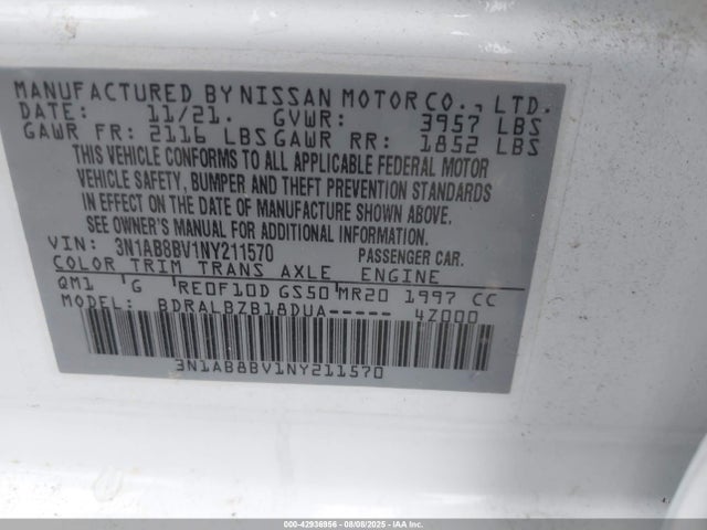 Nissan Sentra 2022 3N1AB8BV1NY211570 Image 9