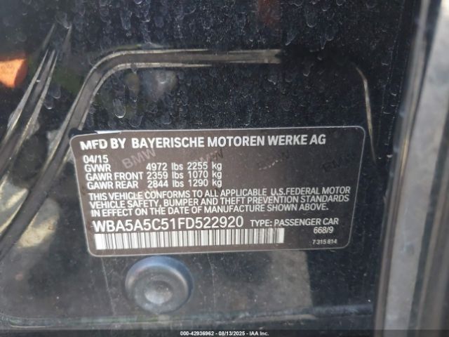 2015 BMW 528I WBA5A5C51FD522920 Photo 8