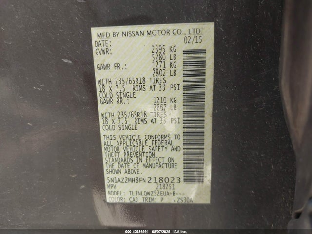 5N1AZ2MH8FN218023 Nissan 2015
