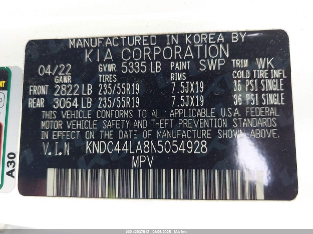 KNDC44LA8N5054928 KIA EV6