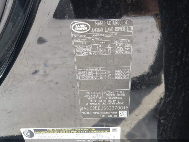 SALE2EEU5S2370045 Land Rover aj120