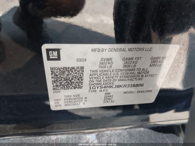 2019 CADILLAC ESCALADE ESV 1GYS4HKJ8KR316806 Photo 8