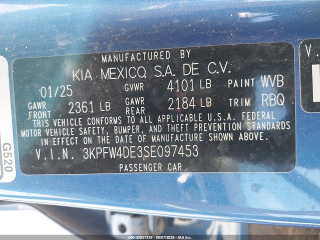 3KPFW4DE3SE097453 KIA mpi nu pe