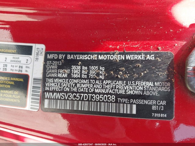 2013 MINI HARDTOP WMWSV3C57DT395038 Photo 8