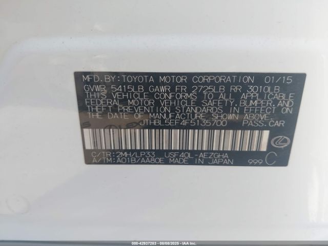 2015 LEXUS LS 460 JTHBL5EF4F5135700 Photo 8