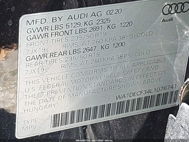 2020 AUDI Q3 WA1DECF34L1076741 Photo 8