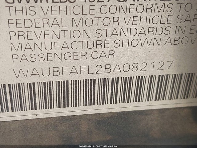 2011 AUDI A4 WAUBFAFL2BA082127 Photo 8