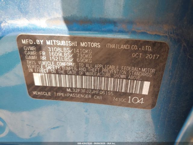 2018 MITSUBISHI MIRAGE ML32F3FJ2JHF06155 Photo 8