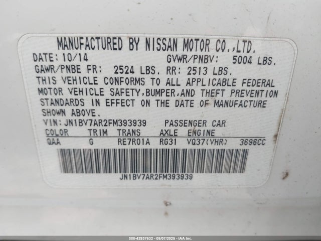 Infiniti Q50 2015 JN1BV7AR2FM393939 Image 9