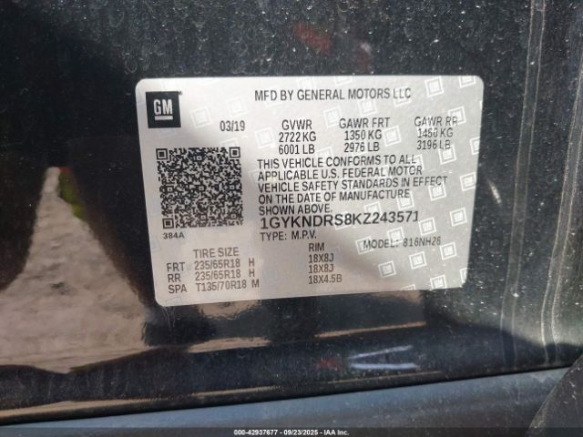 2019 CADILLAC XT5 1GYKNDRS8KZ243571 Photo 8