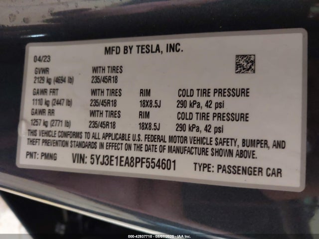 2023 TESLA MODEL 3 5YJ3E1EA8PF554601 Photo 8