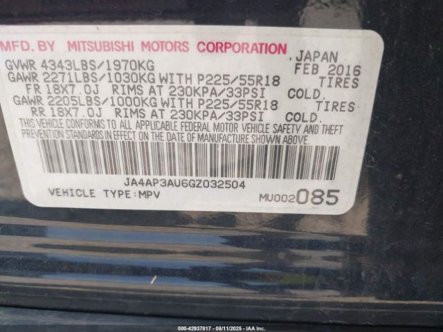 2016 MITSUBISHI OUTLANDER SPORT JA4AP3AU6GZ032504 Photo 8