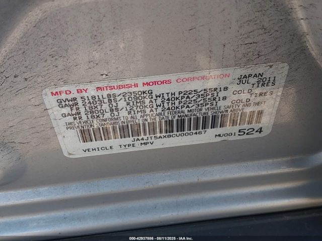 2012 MITSUBISHI OUTLANDER JA4JT5AX8CU000467 Photo 8