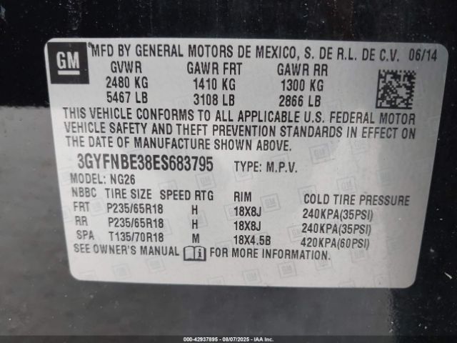 2014 CADILLAC SRX 3GYFNBE38ES683795 Photo 8