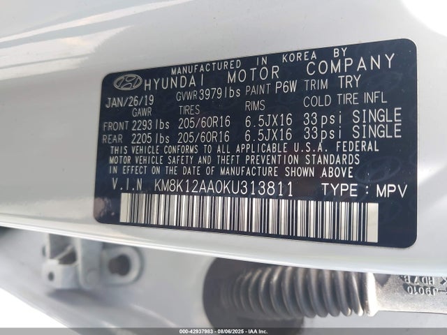 Hyundai mpi nu 2019 KM8K12AA0KU313811 Image 9