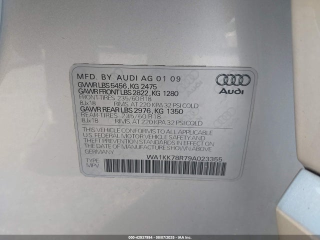 2009 AUDI Q5 WA1KK78R79A023355 Photo 8