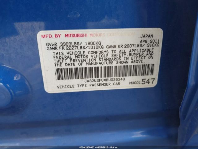 2011 MITSUBISHI LANCER JA32U2FUXBU035349 Photo 8