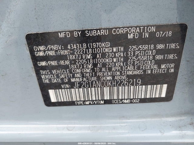 Subaru naturally aspirated 2019 JF2GTANC0KH226219 Image 9