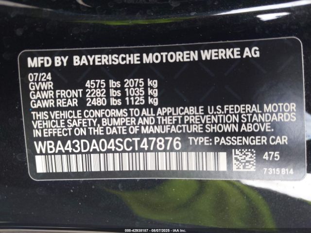 2025 BMW 4 SERIES WBA43DA04SCT47876 Photo 8