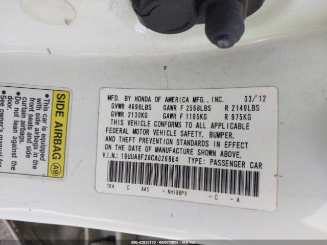 2012 ACURA TL 19UUA8F28CA026884 Photo 8