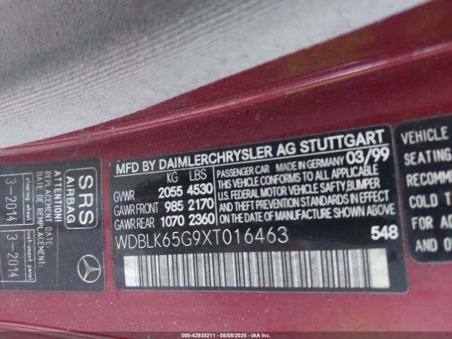 1999 MERCEDES-BENZ CLK 320 WDBLK65G9XT016463 Photo 8