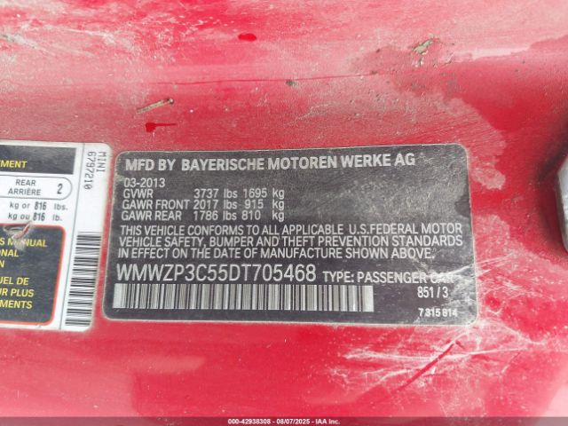 2013 MINI CONVERTIBLE WMWZP3C55DT705468 Photo 8