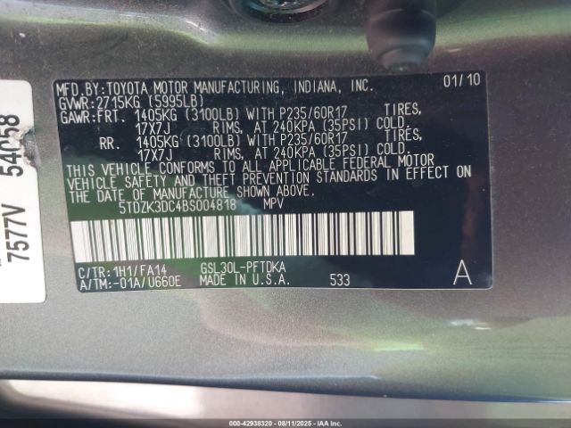 2011 TOYOTA SIENNA 5TDZK3DC4BS004818 Photo 8