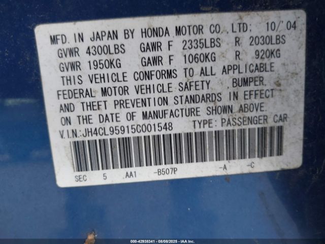 2005 ACURA TSX JH4CL95915C001548 Photo 8