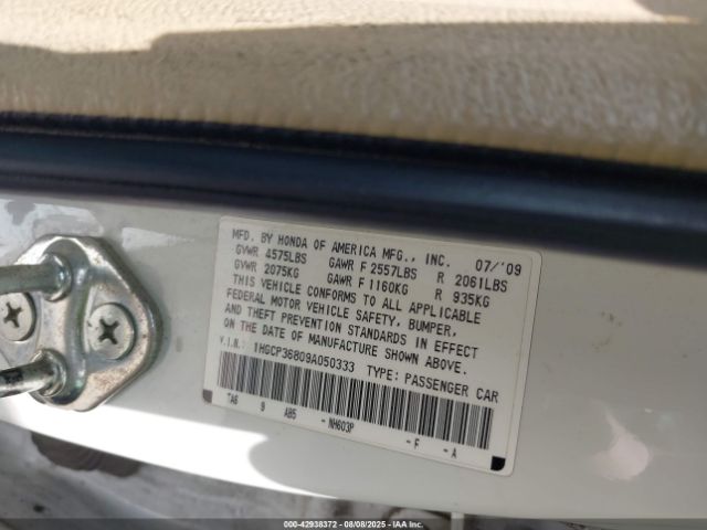 2009 HONDA ACCORD SDN 1HGCP36809A050333 Photo 8