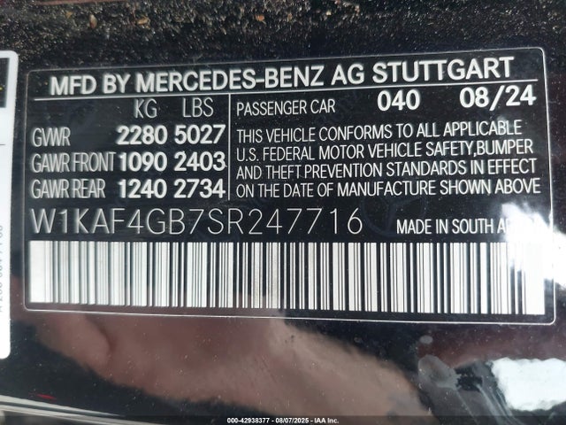 W1KAF4GB7SR247716 Mercedes-Benz m254