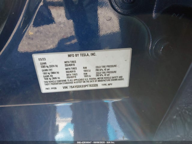 2023 TESLA MODEL Y 7SAYGDEE0PF783328 Photo 8