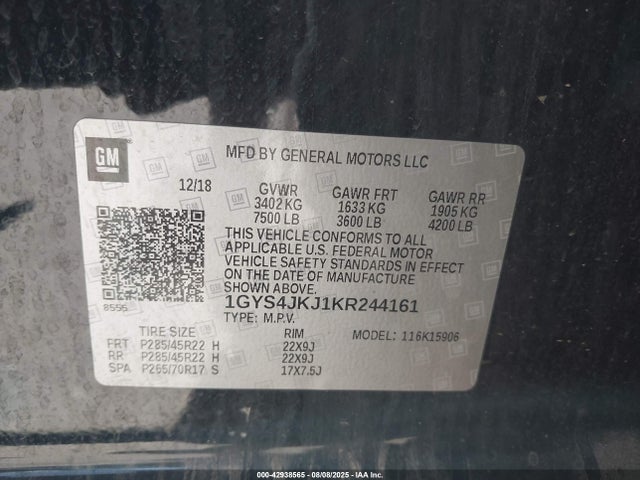 2019 CADILLAC ESCALADE ESV 1GYS4JKJ1KR244161 Photo 8