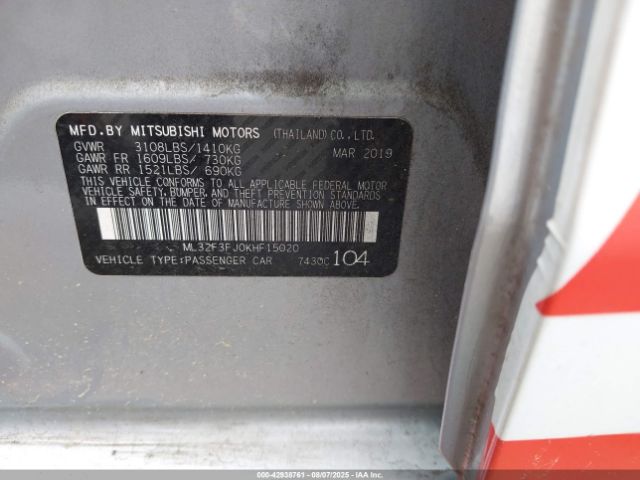 2019 MITSUBISHI MIRAGE G4 ML32F3FJ0KHF15020 Photo 8