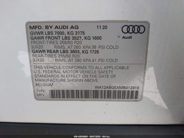 2021 AUDI E-TRON SPORTBACK WA12ABGEXMB012910 Photo 8