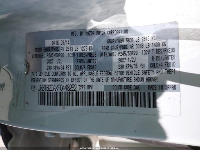 Mazda cav federal/canada 2015 JM3TB2DAXF0448252 Image 9