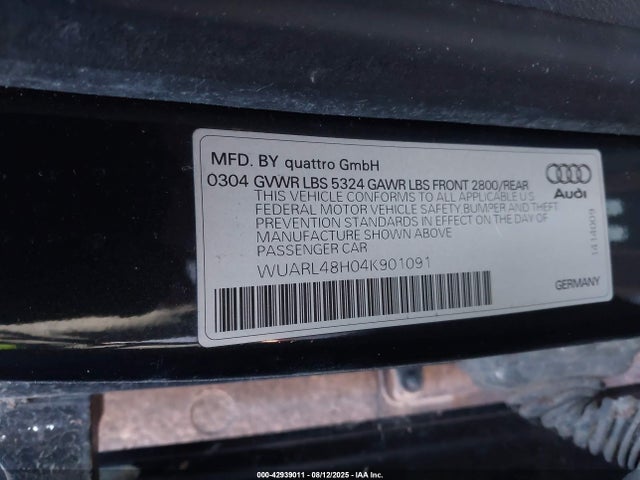2004 AUDI S4 WUARL48H04K901091 Photo 8