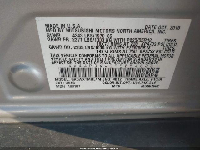 2015 MITSUBISHI OUTLANDER SPORT 4A4AP3AW6FE054606 Photo 8