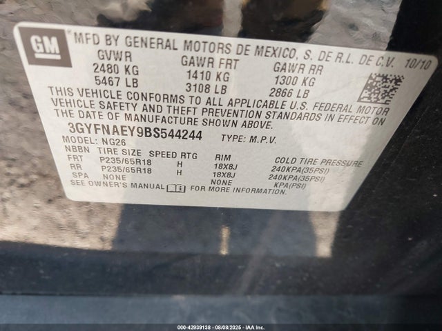 2011 CADILLAC SRX 3GYFNAEY9BS544244 Photo 8